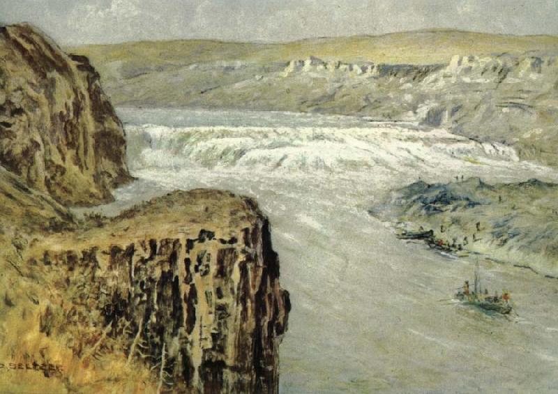 unknow artist Lewis and Clark at the Great falls of the missouri Sweden oil painting art